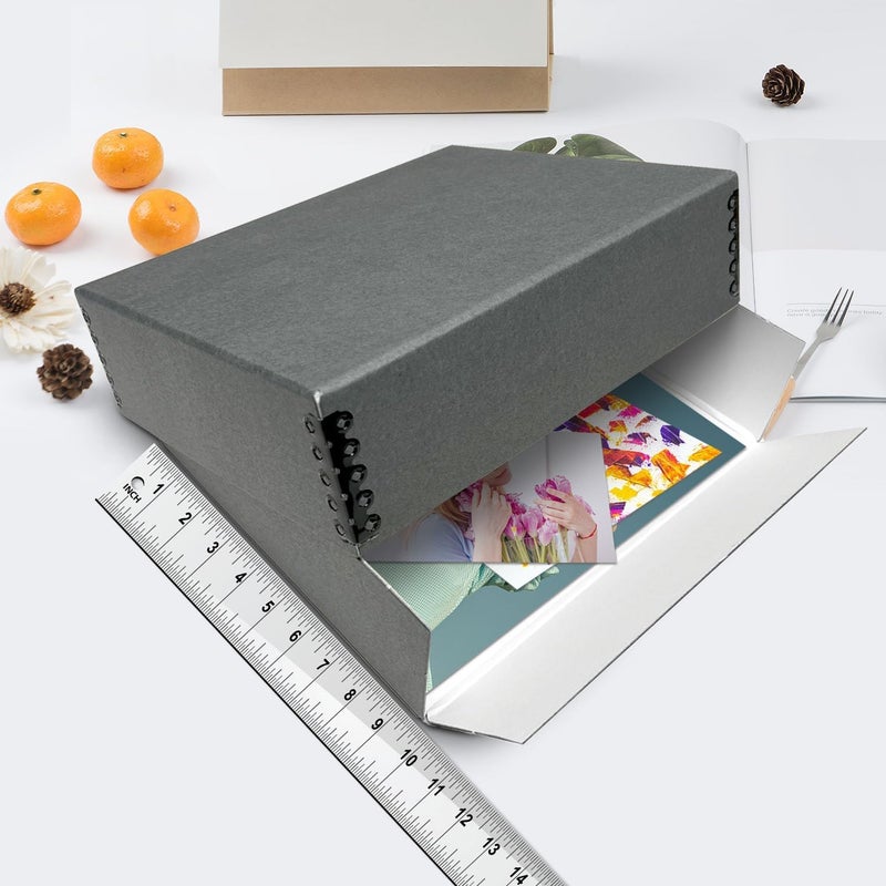 Lineco Museum Archival Storage Box, 9.75x12.75x3 in. Drop Front Design. Acid-Free with Metal Edge. Organize Photos, Pictures, Prints, Documents, Crafts, DIY. Gray, 1 Pack - Image 3